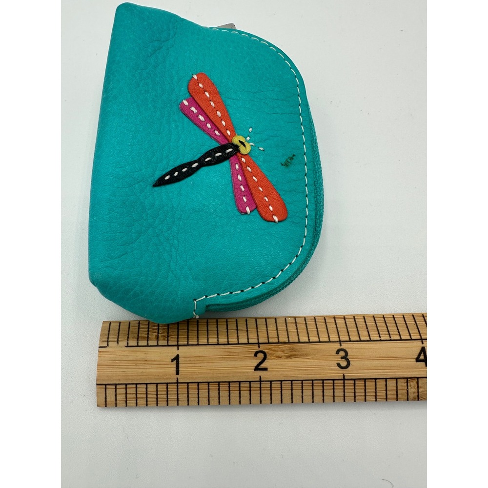 Fossil Dragonfly Mini Coin Purse Womens OS Turquoise NWT Leather Bug Me - Picture 8 of 10